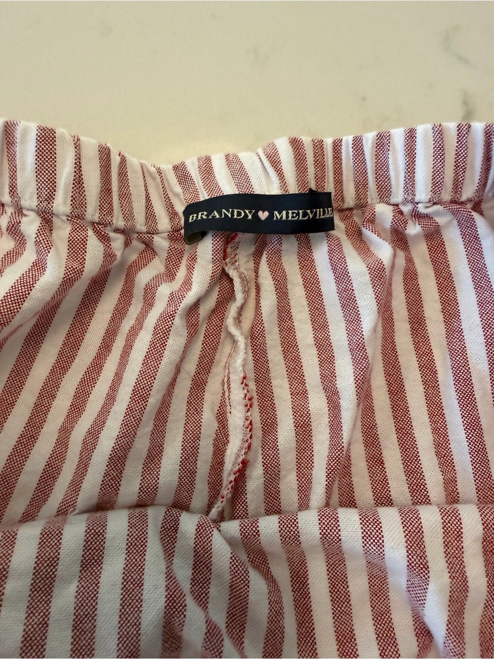 Brandy Melville Pink and White Striped High-Waist Shorts - Picture 3 of 3